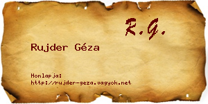 Rujder Géza névjegykártya
